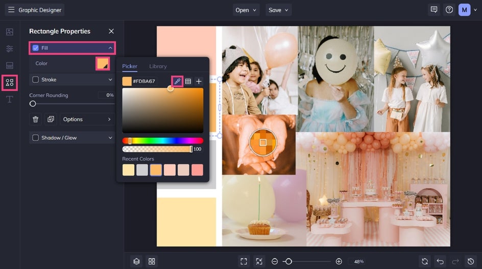 Selecting colors from images to create custom color palette