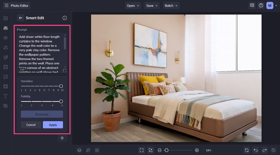 Ai photo editing prompts in BeFunky's Smart Edit