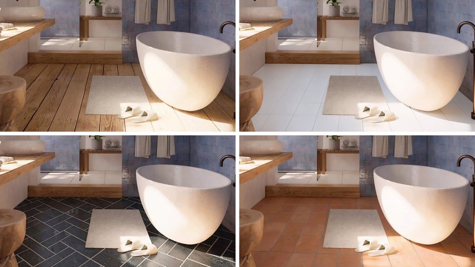 Using Smart Edit AI photo editing to sample different flooring home makeover