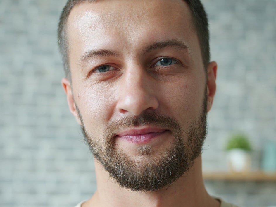Before changing facial hair using ai photo editing smart edit