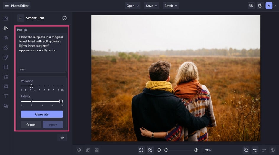 Using AI prompt photo editing
