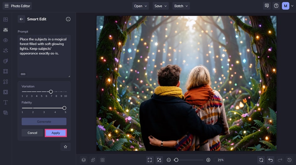 Reimagine a scene using BeFunky's Smart Edit AI photo editing