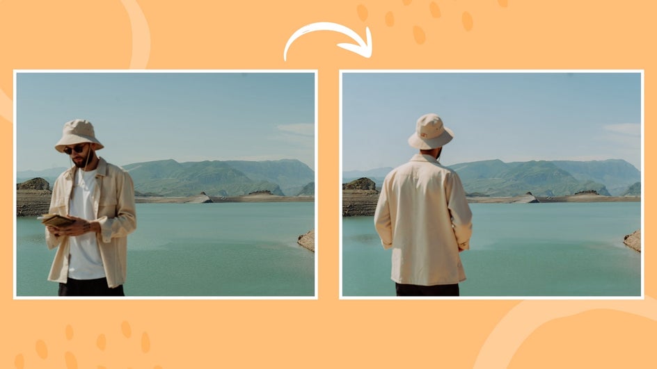 Changing angle and composition of photo using Smart Edit before and after