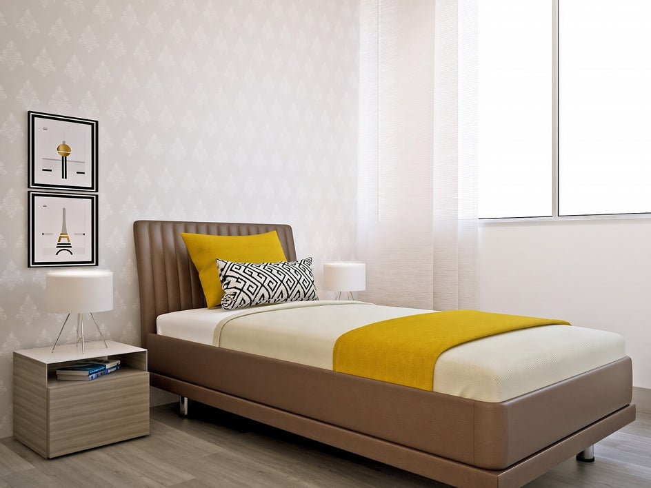 Before using Smart Edit to digitally makeover bedroom photo using AI